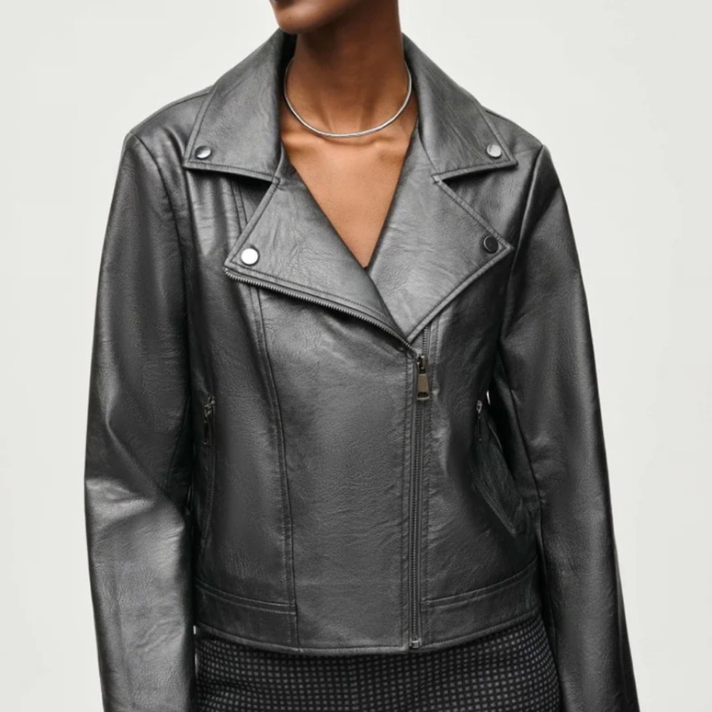 New with tag JOSEPH RIBKOFF METALLIC FAUX LEATHER JACKET